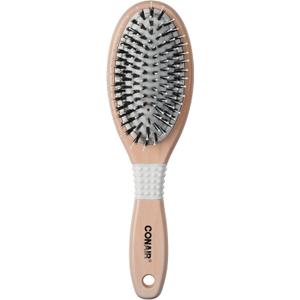 CONAIR Ceramic Wood Nylon & Boar Bristle Cushion Hair Brush, hairbrush for women, reduce frizz and add shine, natural wood handle, for all hair types