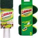 Libman Dishmatic I-Stand Dish Wand Kit, Kitchen Cleaning Scrub Brush with Handle and Soap Dispenser for Scrubbing and Washing Dishes, Refillable Standing Dispensing Scrubber Brushes, 3 Sponge Refills