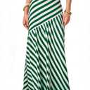 EXLURA Women's Boho Striped Maxi Skirt High Waisted A-Line Summer Beach Long Skirts with Lining Casual Flowy Vacation Outfits Green (XL)