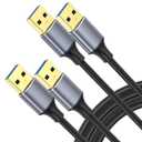 USB to USB Cable 10 FT 2-Pack, USB 3.0 A to A Cable 10 Foot Male to Male Cord Double Sided Compatible with Hard Drive, Laptop Cooler, DVD Player and More