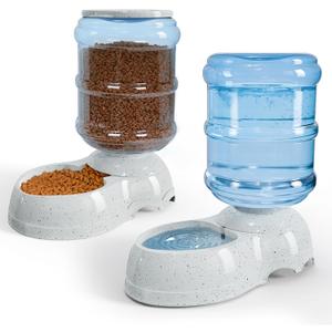 Kenond Automatic Dog Feeders, Gravity Pet Food Dispenser, Large Cat Dogs Water Bowl, 3 Gallon