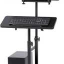 Mobile Laptop Stand Desk, Standing or Sitting Rolling Computer Cart with Tower Stand, Adjustable Height 27.5" to 47.2" Portable Laptop Table Home Office Computer Workstation, Locking Wheels (Black)