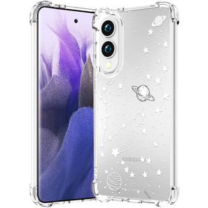 Compatible for Samsung Galaxy S25 Edge Case Clear Cute for Women - Rugged Phone Cases Funda Protector Cover Skin (White Planets Galaxy Universe)