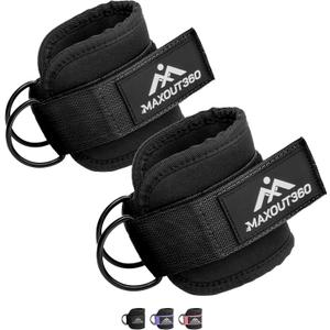 Gym Ankle Straps for Cable Machines, Thick Padded Ankle Cuff Cable Attachment for Booty Workouts, Kickbacks, Hip Abductors, Lower Body Exercises