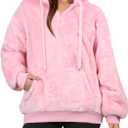 NIeyook Sherpa Fleece Hoodies for Women Fuzzy Oversized Zip up Hoodie with Pockets Casual Pullover Hooded Sweatshirt (XX-Large, Pink)