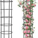 1 Pack 7Ft Heavy Duty Metal Garden Obelisk Trellis for Climbing Plants, Rust-Resistant Steel Vine Support Bird Finial for Rose Clematis, Potted Flowers Stand Indoor Outdoor Decor (Black)