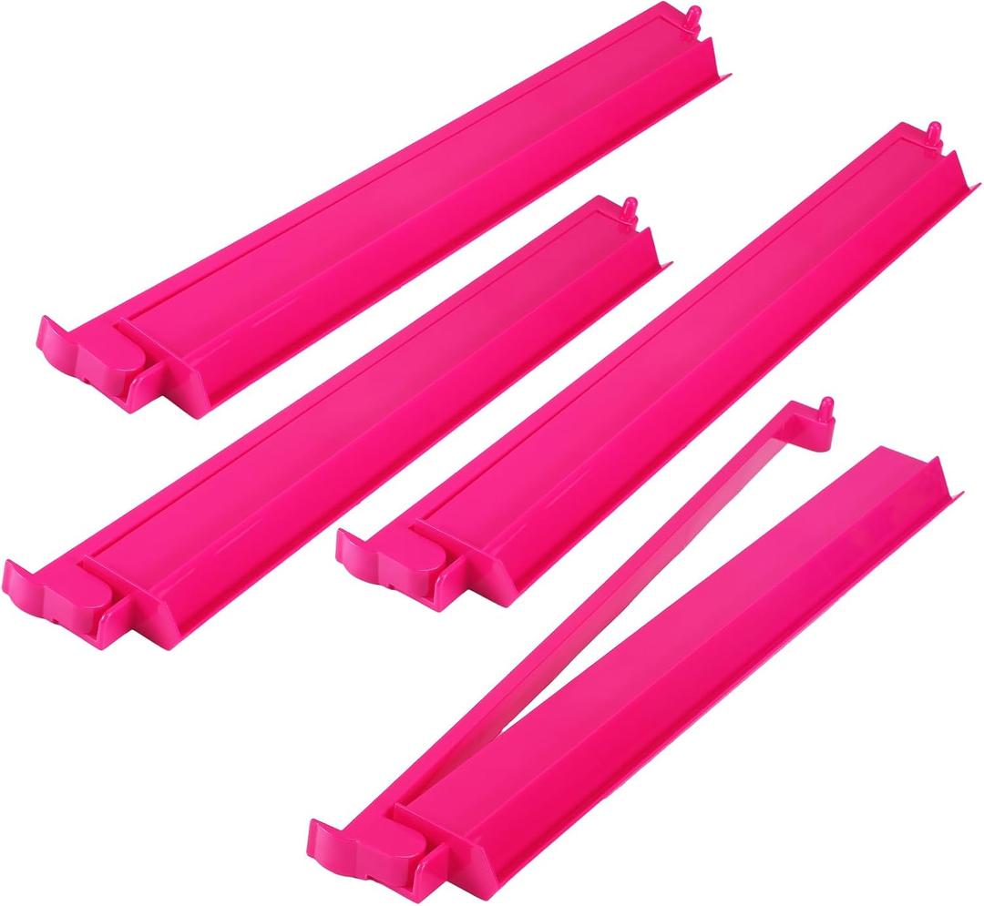 4 Pcs 18.7 Inch Hot Pink Acrylic Mahjong Tile Racks with Pushers for Game Night American Mahjong Racks Tile Set for Mah Jong Lovers and Beginners