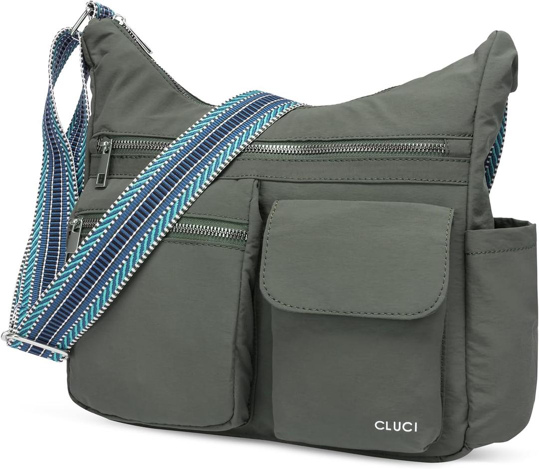 CLUCI Travel Purses for Women, Waterproof Nylon Crossbody Bags for Woman Trendy, Anti Theft Shoulder Handbags for Ladies (A1-green)