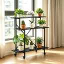 Zhongma 3 Tier Heavy Duty Metal Plant Stand with wheels L35.43 | L35.43 xW17.32 x H41.73 in, Heavy Duty Construction, 660 Capacity, Easy assembly, Home Indoor and Outdoor plant stand