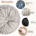 Yerliker 6 Pcs Floor Pillow Cushions 15inch Round Velvet Throw Pillows Colorful Flexible Cushions Alternative Pillows for Couch Chair Living Room Bedroom Home Office Decor(Black and White Color)