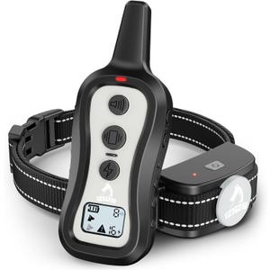 PATPET Dog Training Collar Shock Collar with Remote - 3 Training Modes, Beep, Vibration and Shock, Up to 1000 ft Remote Range, Rainproof for Small Medium Large Dogs (Light grey)