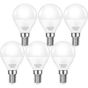 EvaStary Ceiling Fan Light Bulb E12 Candelabra Base, 3000K Warm White 60 Watt Equivalent, E12 LED Chandelier Light Bulbs, 6W 600LM Brightness G14 Mini Globe Candelabra Lighting, Non-dimmable, 6 Pack