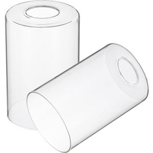 PATIKIL 6 x 4 Inch Clear Glass Shades Replacement, 2pcs Handmade Glass Lamp Shade Cylinder Lampshade Light Fixture with 1-5/8" Fitter for Chandelier Pendant Wall Sconces