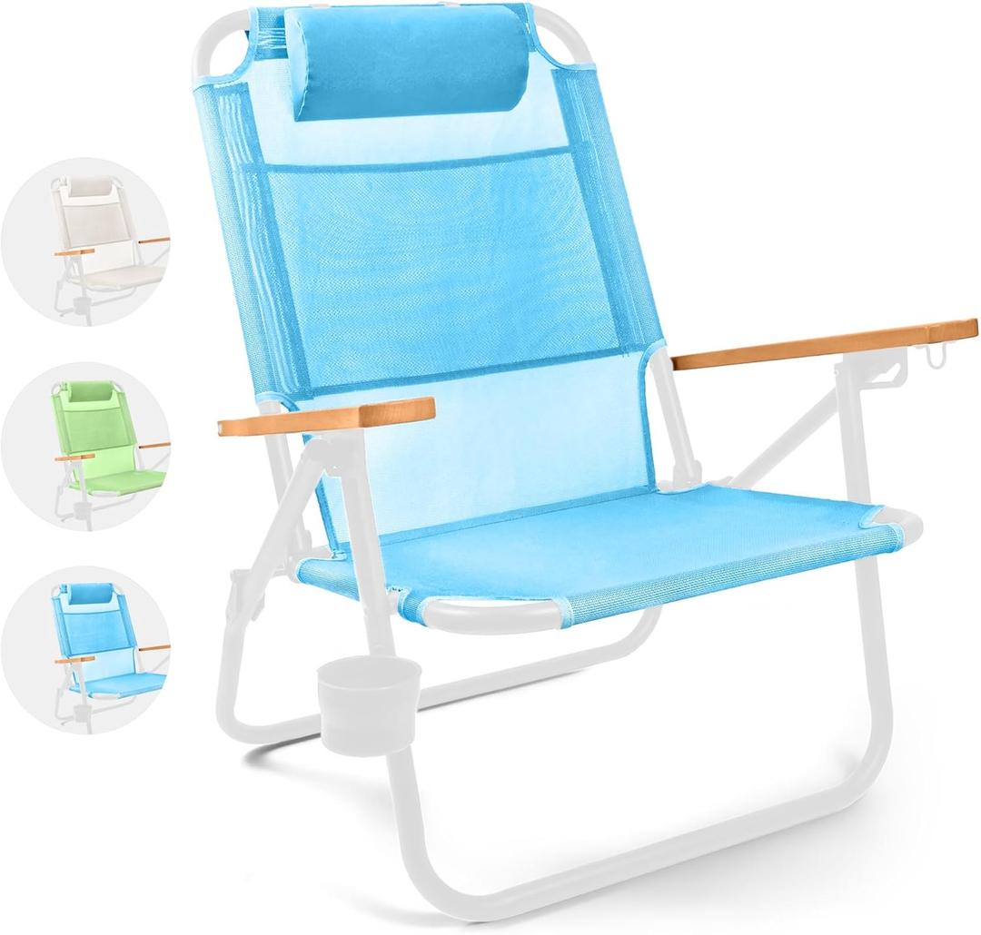 Water Buffalo Bondi Beach Chair  Backpack Beach Chair for Adults with Reclining Positions, Cup Holder & High Back Support (Swim Cap Blue)