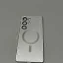 LEKEVO Magnetic for Samsung Galaxy S25 Ultra Case [Compatible with MagSafe][Built-in Camera Lens Protector] Slim Soft Silicone Bumper Shockproof Metallic Luster Phone Shell (Silver)