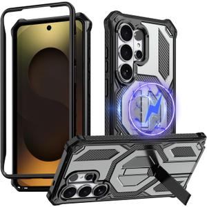for Samsung Galaxy S26 Ultra Case with Front Frames & Adjustable Kickstand, Magnetic Rugged Shockproof Bumper Cases Heavy-Duty Magnetic Protective Cover (2026), (Gray)