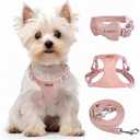 Dog Harness and Leash Set,Adjustable Puppy Harness with Multifunction Pink Dog Leash and Dog Collar,BUMBIN Dog Harness for Large Dogs No Pull, Tactical Dog Harness Adjustable Dog Vest Harness,