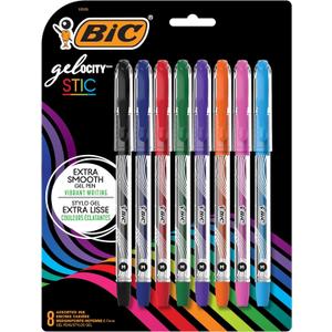 BIC Gel-ocity Smooth Stic Gel Pen, Medium Point (0.7mm), Assorted Colors, 8-Count, Vibrant and Smooth Gel Ink Pens