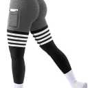 A AGROSTE Seamless Workout Leggings for Women Scrunch Butt Lifting Leggings Booty High Waisted Yoga Pants (1-black Dakgrey Side Pockets)