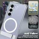 for Galaxy Z Fold 7 Case Compatible with MagSafe, Built-in Metal Kickstand & Strong Magnetic, Anti-Yellowing Non Slipping Out Phone Cover with Stand Slim fit Samsung Galaxy Z Fold7 (Clear)