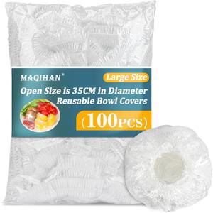 MAQIHAN 100 Bowl Covers Bread Proofing - Extra Large Plastic Wrap for Food Sourdough Bread Baking Rising Elastic Reusable Plate Covers Outdoor Food Fresh Keeping Bags Shower Cap Hair Deep Conditioning