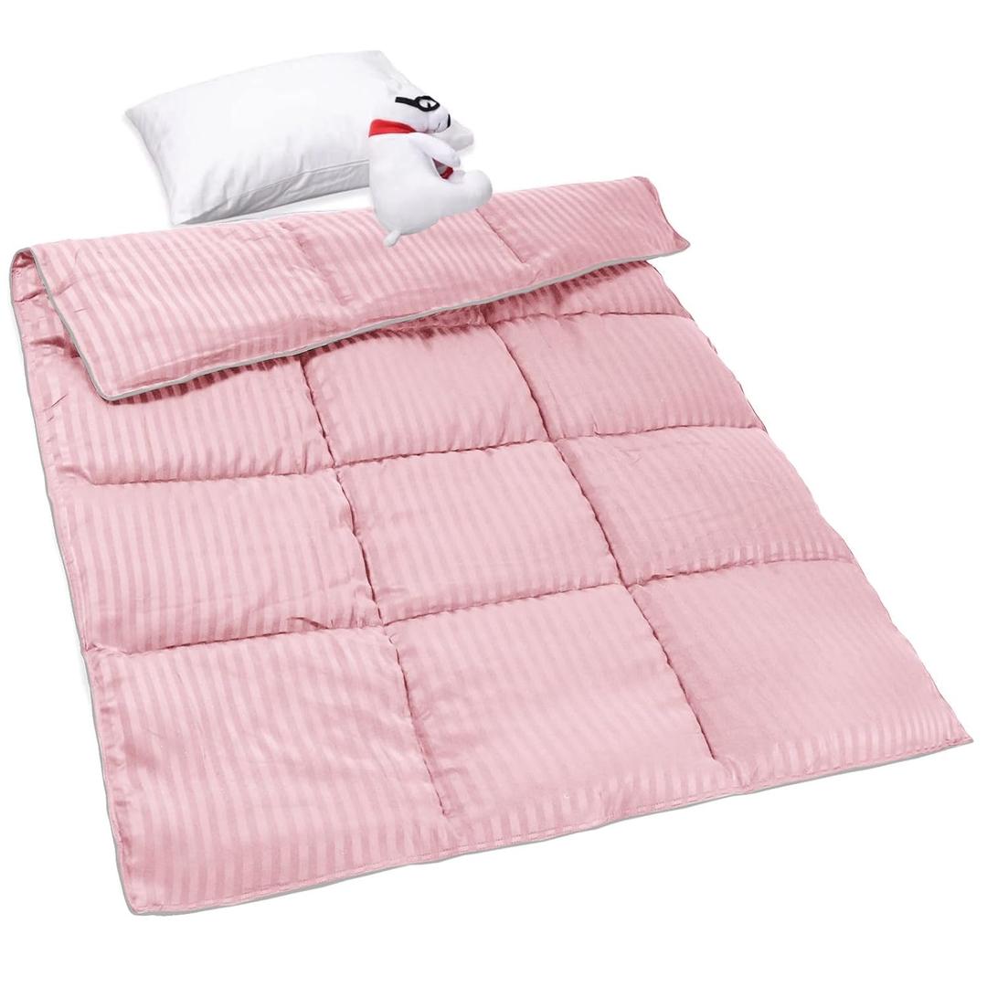 ZPECC Toddler Down Alternative Comforter, 39x47 Hypoallergenic Baby Blanket Quilt, Soft Breathable Lightweight All Season Kids Duvet Insert for Crib Stroller Cot Daycare, Pink Stripe (1 Count (Pack of 1))