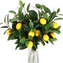 Giegxin 6 Pcs Artificial Lemons Tree Branches 18 Inch Faux Greenery Stems Lifelike Lemon Decor Fake Fruits Plant for Home Kitchen Dining Table Decor