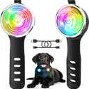 Tubasion 2-Pack Dog Lights for Night Walking, Upgraded 8 Modes Rechargeable Dog Collar Lights for Nighttime Clip On, IPX6 Waterproof and Silicone Band Safety Lights for Dog Collars