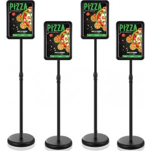 4Pack Sign Holder Stand-8.5x11 inch，Adjustable Sign Stands For Display，Heavy Duty Floor Standing Sign Holder Stand Aluminum for Retail Store，Museum，Volunteer Cctivities（Black）