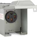 50 Amp 125/250 Volt EV Power Outlet Box, NEMA 14-50R 50 Amp EV Charging Receptacle Outlet Box, Enclosed Lockable Weatherproof Outdoor Electrical NEMA 14-50R Receptacle Panel, Heavy Duty, ETL Listed