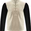 Men's Renaissance Costume, Pirate Shirt, Retro Lace-up Style for Medieval, Viking, Hippie and Halloween Cosplay (XXL)