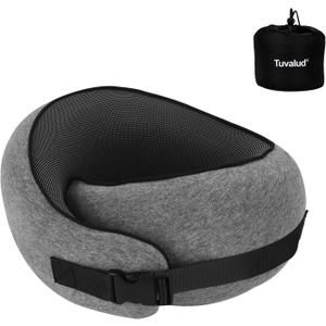 Tuvalud SnailShaped SnapOn Travel Neck Pillow  360° Surround Support, Memory Foam Travel Pillow with Adjustable Buckle for Airplanes, Cars & Office Naps (Gray)