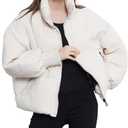 Gihuo Women’s Winter Cropped Puffer Jacket Coat Short Warm Quilted Jacket(White-S)