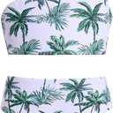 RAISEVERN Girls Swimsuit 3 Piece Bathing Suits Cute Quick Dry Bikini Tankini Sets with Cover Ups Beach Skirt for 5-12 Years (9-10 Years, 007-palm Tree 02)