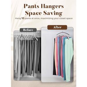 HOUSE DAY Legging Organizer for Closet, Metal Yoga Pants Hanger 2 Pack w/10 Clips Holds 20 Leggings, Space Saving Hanger Closet Organizers and Storage, Clips Hanger for Pants, Skirts, Hats, Black