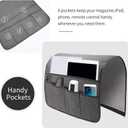 Sofa Armrest Organizer, Remote Control Holder for Recliner Couch, Arm Chair Caddy with 6 Pockets for Magazine, Tablet, Phone, iPad (W19'' x L33'', Dark Grey)