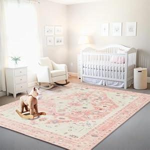 Istana 8x10 Area Rug - Pink 8x10 Rugs for Living Room - Foldable Rugs for Bedroom - Stain Resistant Washable Rug - Eco-Friendly Area Rugs - Easy to Clean Living Room Rug