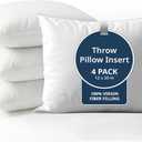 LANE LINEN 12x20 Pillow Insert - Set of 4 White Decorative Pillow for Sofa Bed, Fluffy Pillow Inserts for Throw Pillow Covers, Throw Pillows for Bed, Couch Pillows for Living Room, Bed Pillows