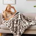 BEDELITE Faux Fur Throw Blanket for Couch, Decorative Tie-Dye Taupe Plush Bubble Blanket - Super Soft & Cozy Fluffy Faux Rabbit Fur Blanket for Women Gift, 60x80 Inches