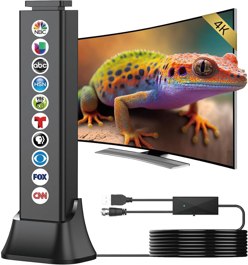 2025 TV Antenna Indoor,Digital Antenna for Smart TV with 1900+ Miles Range,TV Antenna for Local Channels Support 8K 4K 1080p TVs,HDTV Antennas 360 Signal Booster Reception-HD Antena 25ft Coax Cable