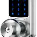 Keyless Entry Door Lock with Code, Keypad Door-Lock with Handle, Electronic Touchscreen Door Knob with Keypad for Front Door Garage Bedroom Home, Auto-Lock, Satin Chrome