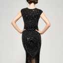 SWEETV YESSA Women's Flapper Dresses 1920s Great Gatsby Dresses Sequin Fringed Roaring 20s Cocktail Dress (XL)