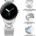Metal Magnetic Band Compatible with Google Pixel Watch 4/3 41mm,Stainless Steel Dressy Mesh Loop with X-Shape Diamond Women for Google Pixel 4/3/2/1