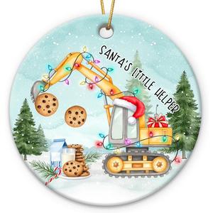 6 x Excavator Christmas Ornament 2025, Heavy Equipment Gifts for Construction Workers, Ceramic Ornament for Christmas Decorations, Unique Excavator Gifts for Men Boys Girls
