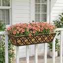 Y&M Deck Railing Planter Boxes, Adjustable Balcony Planter for Outdoor Plants, Metal Railing Planter Box for Deck, Fence and Porch, Window Boxes Outdoor, Sturdy Hanging Planter-24inch 4pcs