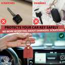 8 x Leather Keys Sleeve for Broken Car Key Loop Replacement, Keychain Cover Cute Protector and Holder for Men, Women (Red)