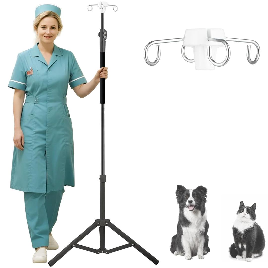 IV Poles,45to 83In IV Stand Floor with 4 IV Bag Holder Stand Portable Telescopic Stabilizing Tripod Stainless Steels Pipe Extension Pole IV Influsion Pole Lightweight Strudy (45-83in)