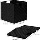 2-Pack Collapsible Ribbon Woven Storage Bins with Metal Structure, Small Black Storage Basket,Shelf Basket, Pantry Organizer, Home Decorative Utility Cubes (11 x 11 x 11 in, Black)
