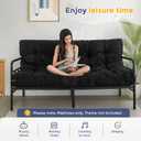 MAXYOYO 6" Futon Mattress Full Size, Tufted Futons Sofa Couch Bed with Twisted Rope Design Edging, Thick Corded Fabric Floor Mattress for Adults, Shredded Foam Filling (Frame Not Included), Black