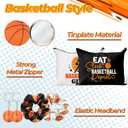 Y1tvei Basketball Party Favors Gifts - 30Pcs Basketball Makeup Bags Include Compact Mirrors Scrunchies Keychain, Stylish Cosmetic Pouch Team Sports Accessory Gift for Women Birthday Basketballs Party